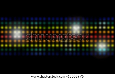 Blurred Rainbow Neon Disco Light Dots Pattern on Black Background