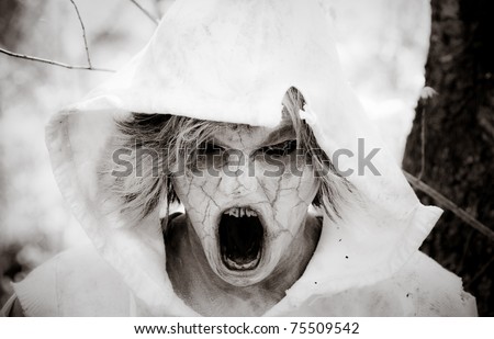 Horror Scene of a Possessed Woman Screaming