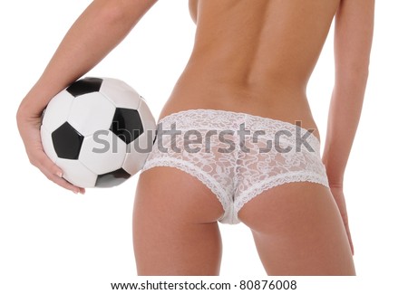 Woman's Sexy Backside Holding a Soccer Ball