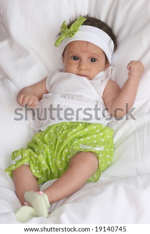 Cute Baby Girl Clothes on Cute Baby Girl In Beautiful Dress And Bow Stock Photo 19140745