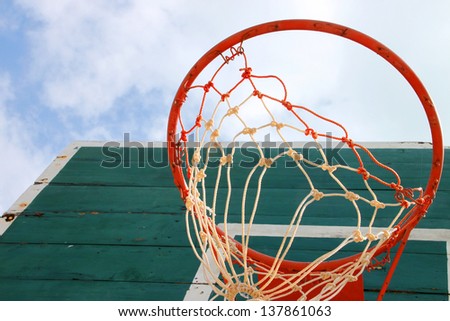 Old basketball net and green board