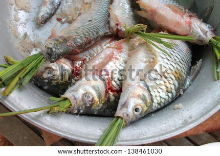Fish preparation for food in meal time