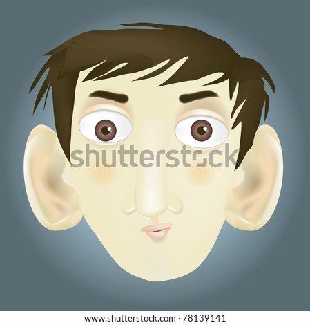 Vector Cartoon Character With Funny Caricature Big Ears For Animation ...