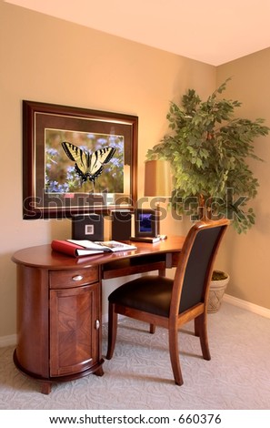 Elegant Office Interior with Writing Desk and Chair