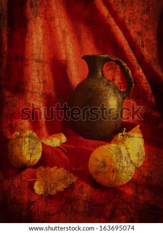 Still life with  jug and pears