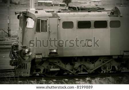 Sepia image of a train engine. (Enhanced Shadows)