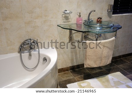 Modern Bathroom with tub and wash basin