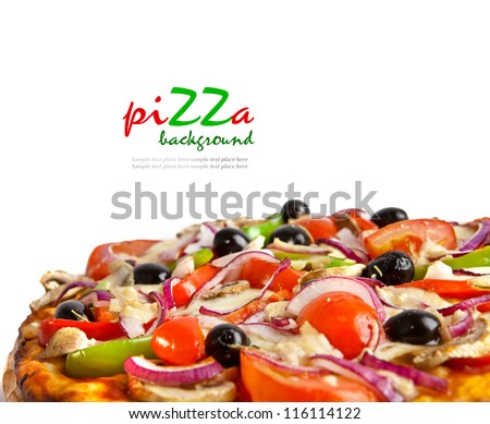 Appetizing pizza with mushrooms isolated on white