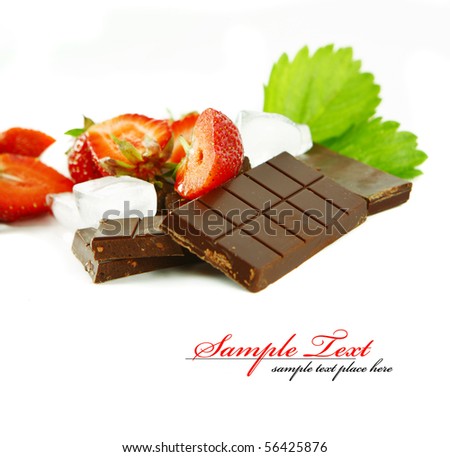 Romantic still life chocolate and fresh strawberries