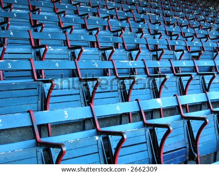 Empty seats at Fenway Park, Boston.