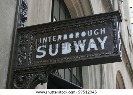 Ornate subway sign in New York City.