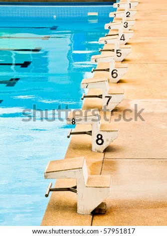 Start position with numbers in swimming pool