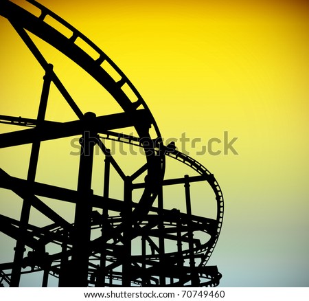 Roller coaster track silhouette at the big park