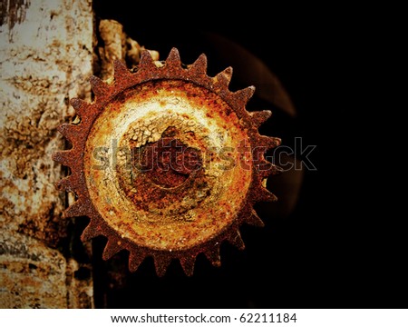 grunge gear isolated on black background