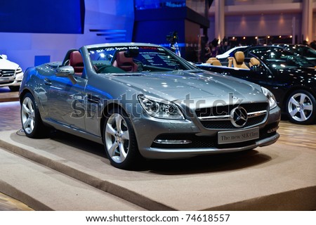 stock photo BANGKOK APRIL 04 The new Mercedes Benz SLK CLASS at the