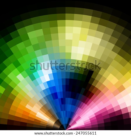 Abstract radial colorful vivid mosaic background.