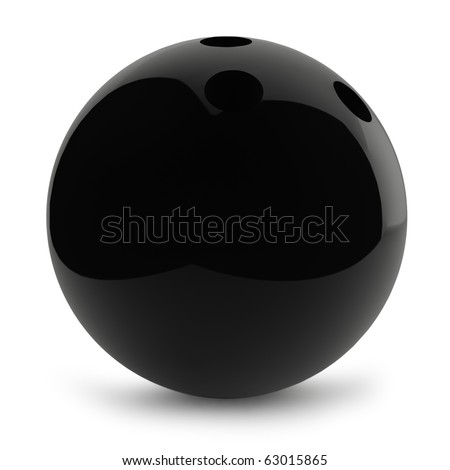 Black Shiny Bowling Ball Isolated On White Background. Stock Photo 