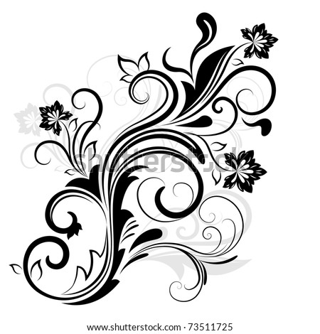 Logo Design Black  White on Black And White Floral Design Element  Stock Vector 73511725