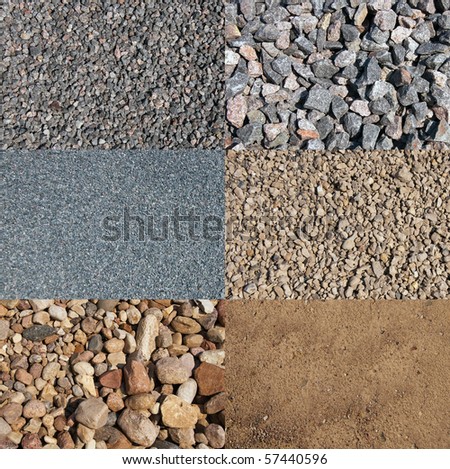 a set of the four different crushed stones cobbles and sands
