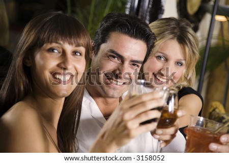 healthy living: friends at a restaurant having fun together
