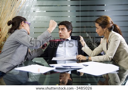 Office life: business team having a fight