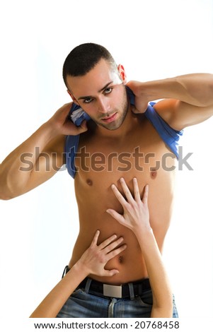 stock photo young man and woman undressing Copy space