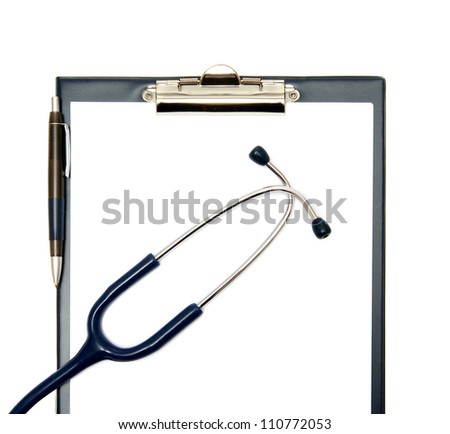 Empty clipboard with a stethoscope