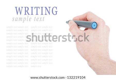 Hand writing by a felt tip pen isolated on white background