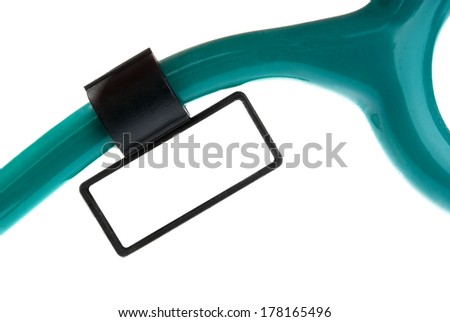 Stethoscope with medical ID tag isolated on white background