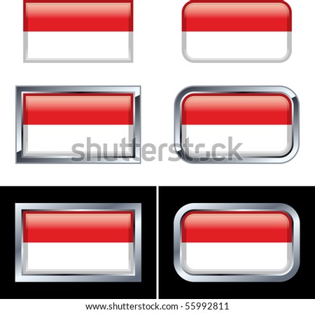 indonesian flag button. stock vector : Indonesian Flag