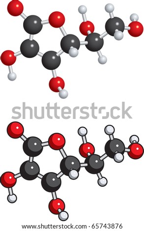 stock vector : Ascorbic acid (vitamin-c) molecule