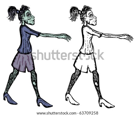 Colored and lack and white Black And White Zombie. Colored and lack and white