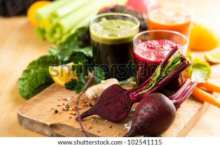 Various Freshly Squeezed Vegetable Juices for Fasting