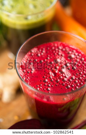 Various Freshly Squeezed Vegetable Juices, Red Beet