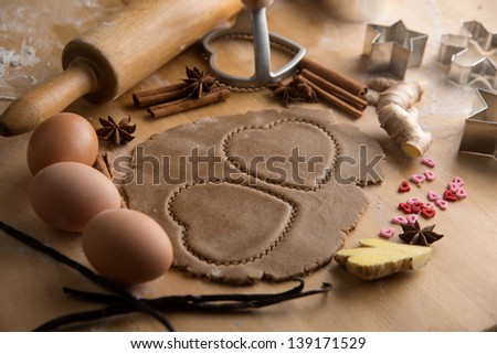 Ginger Bread Cookies Cutouts in Heart Shapes