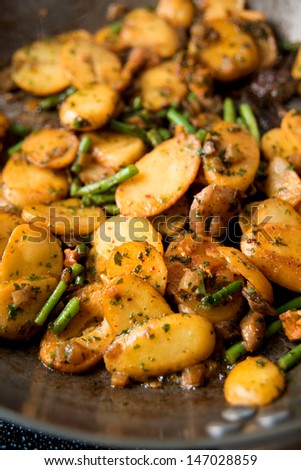 Potatoes, Green Beans, Mushrooms Cooked for Dinner