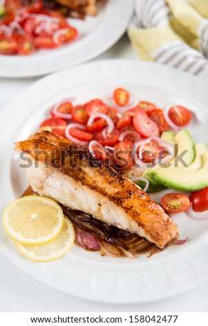Dinner Plate with Grilled Cod Salad on Side