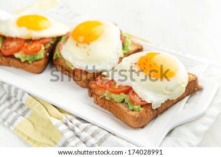 Three Egg, Bacon, Tomatoes Sandwiches on White