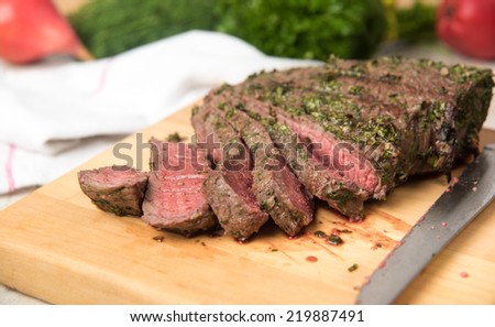Herbs and Spices Marinated and Cooked to Medium Rare London Broil Steak