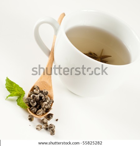 Cup of White Pearl Tea with Mint