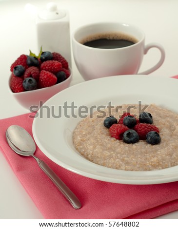 Hot Wholegrain Cereal with Berries in White China