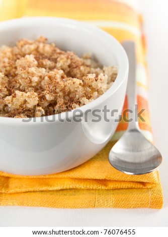 Whole Grain Hot Quinoa Cereal with Flax Meal on Top