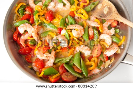 Shrimp and Vegetables Sauteed in Coconut Milk with Herbs and Spices