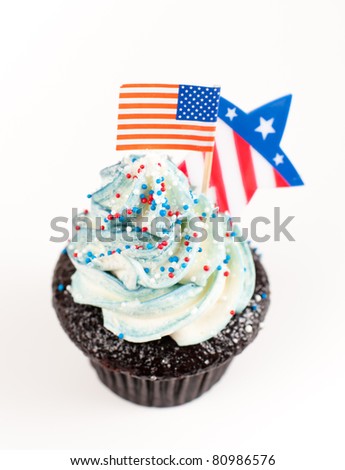 Festive Patriotic Cupcakes in Red, White, and Blue Colors