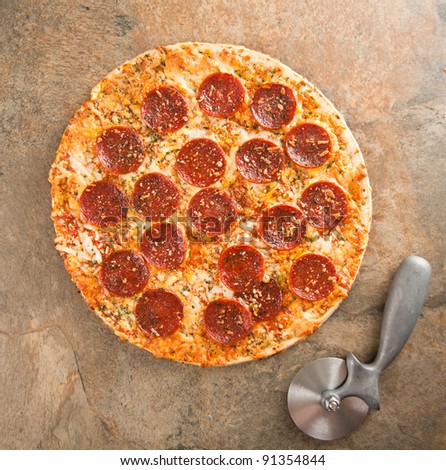 Freshly Baked Thin Crust Pepperoni and Cheese Pizza