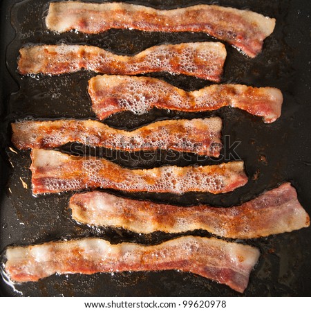 Bacon Sizzling on Skillet