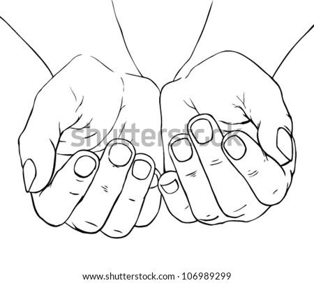 Hand -Drawn Illustration Of Cupped Female Hands - 106989299 : Shutterstock
