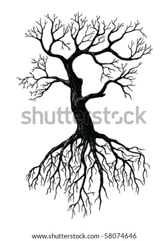 Big Leafless Tree Stock Vector Illustration 58074646 : Shutterstock