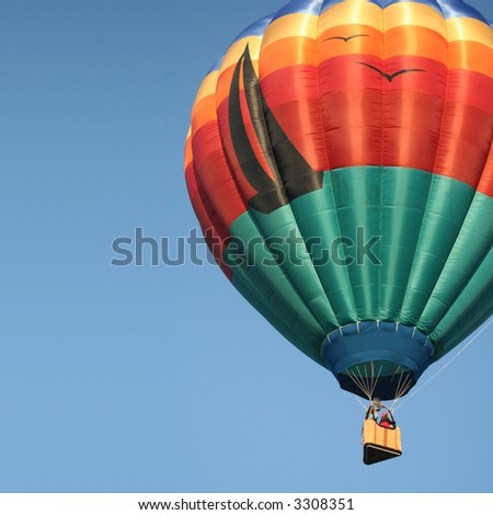 An Ocean Themed Hot Air Balloon in a Clear Blue Morning Sky