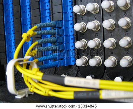 Single-Mode Fiber Optic Cables in a Data Center Patch Panel